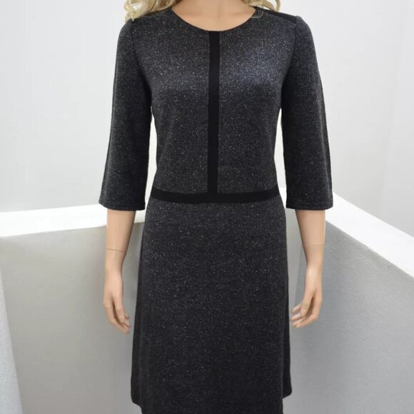 Women's Boss by Hugo Boss Marl Virgin Wool Silk Midi Dress Marl Grey US 4 - Picture 1 of 12
